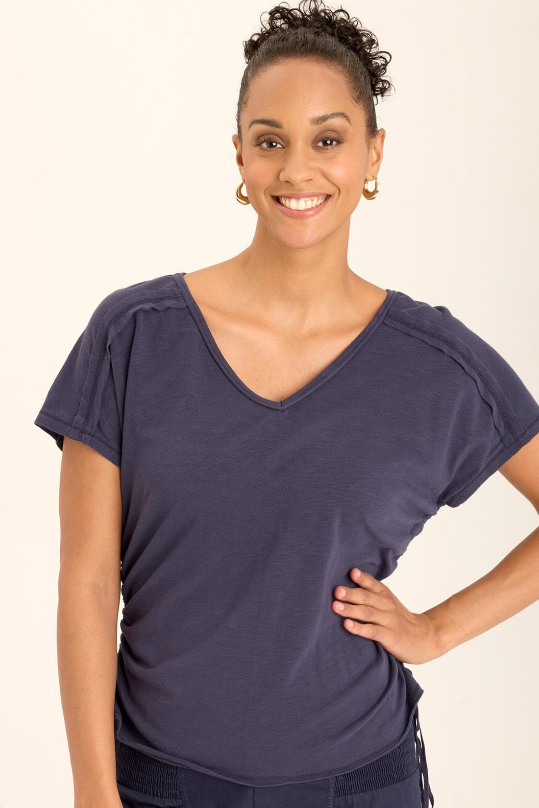 Diggory Cinched Cord V-Neck Jersey Tee
