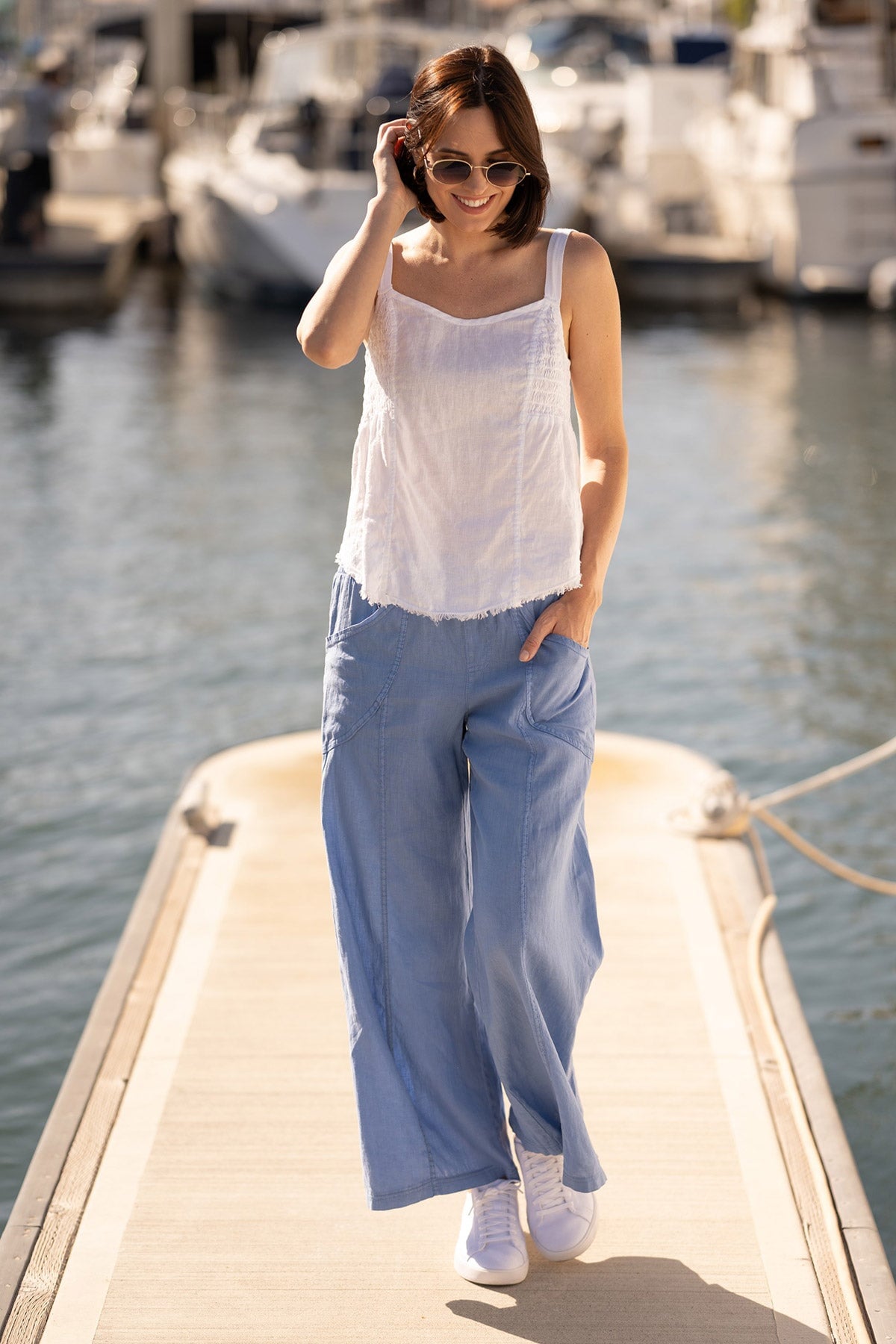 Fernley Linen Ruched Tank