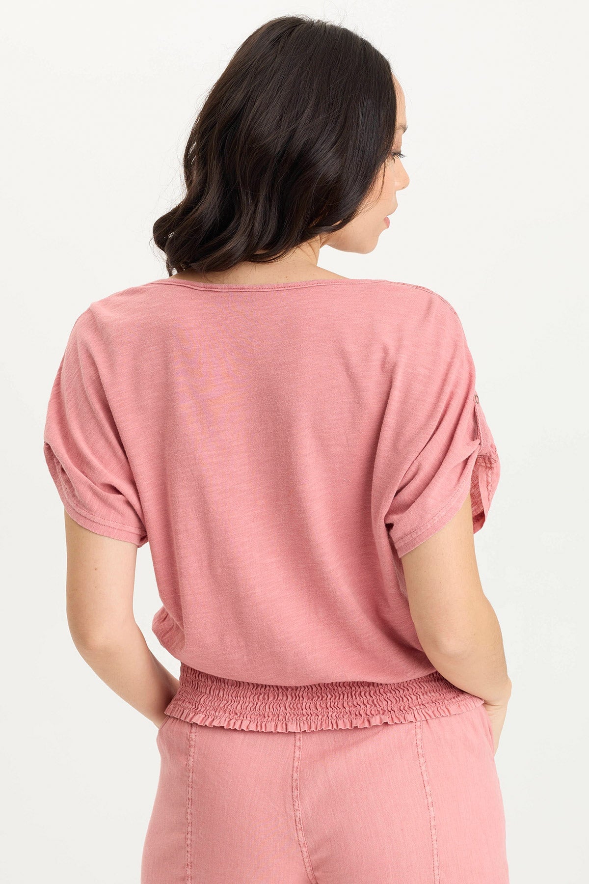 Oko Linen/Jersey Cinched Hem Top