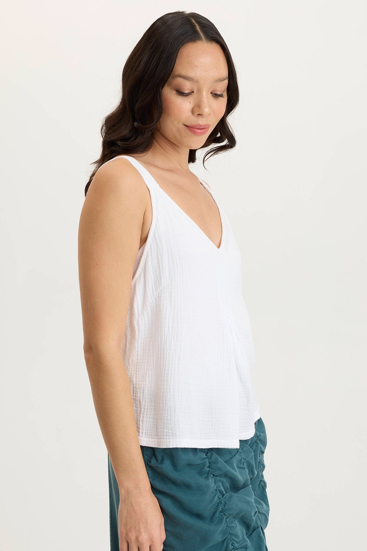 Hedley Gauze/Jersey Box Pleat Tank