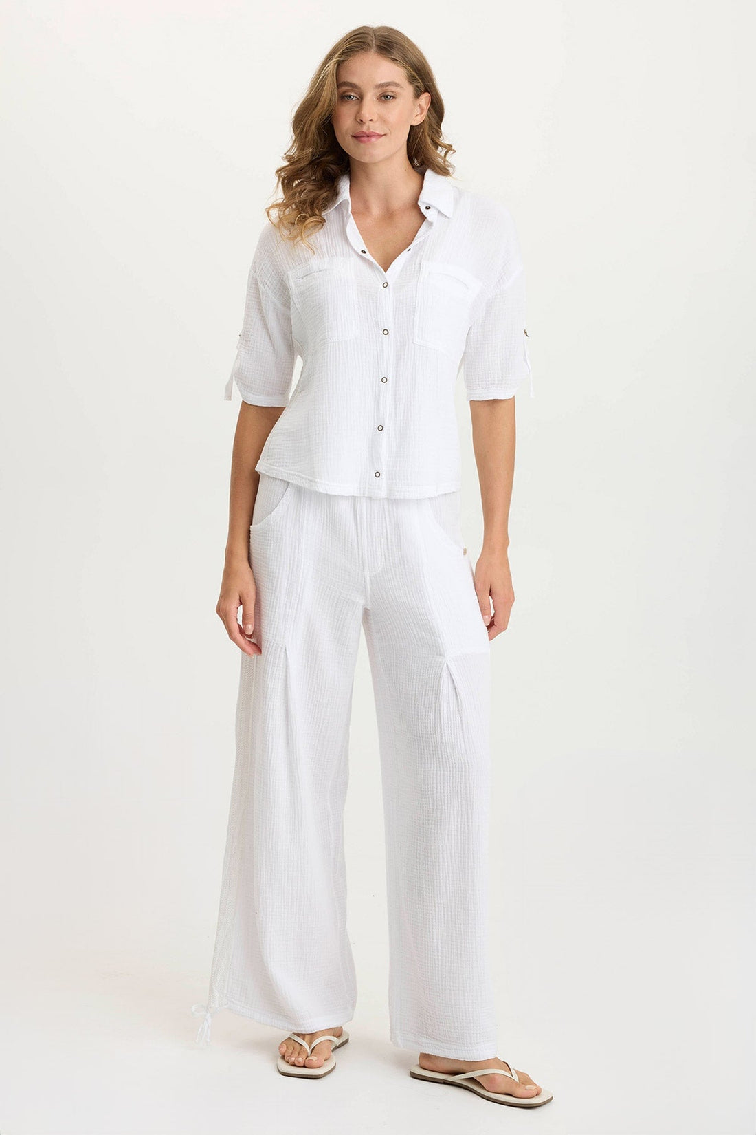 Lenka Gauze Cinched Wide-Leg Pant