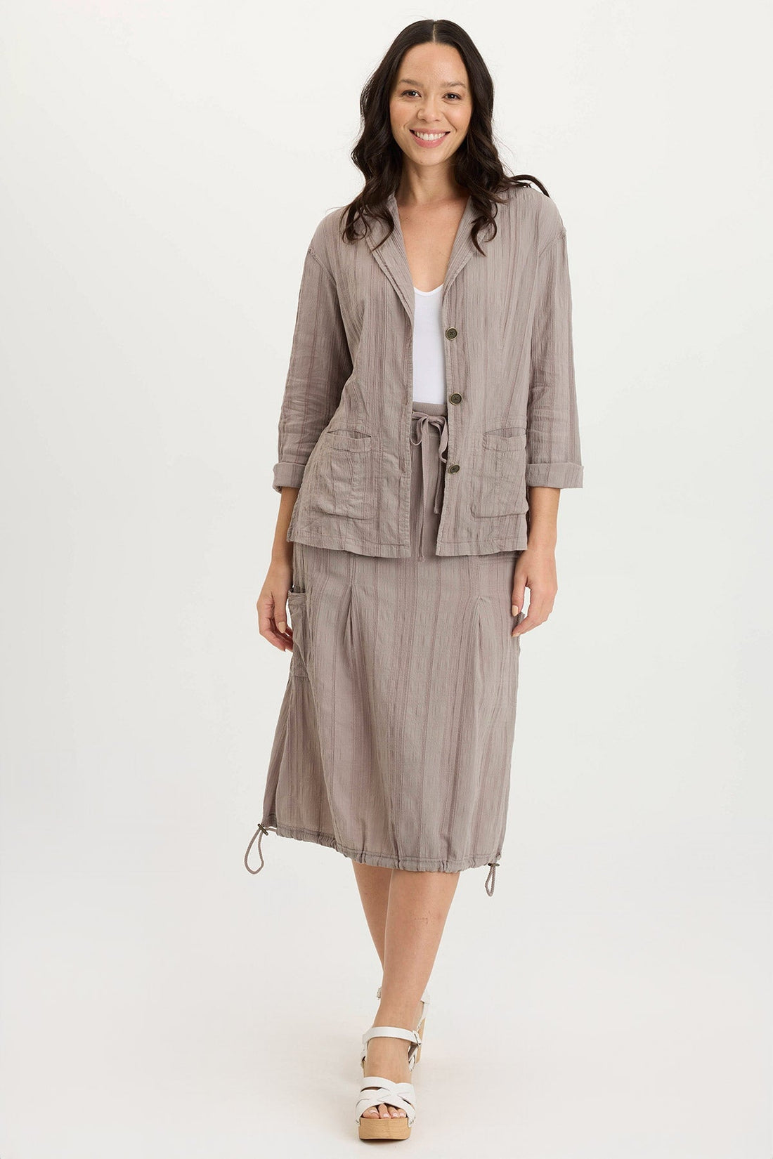 Aracelle Textured Gauze Cargo Bubble Hem Skirt