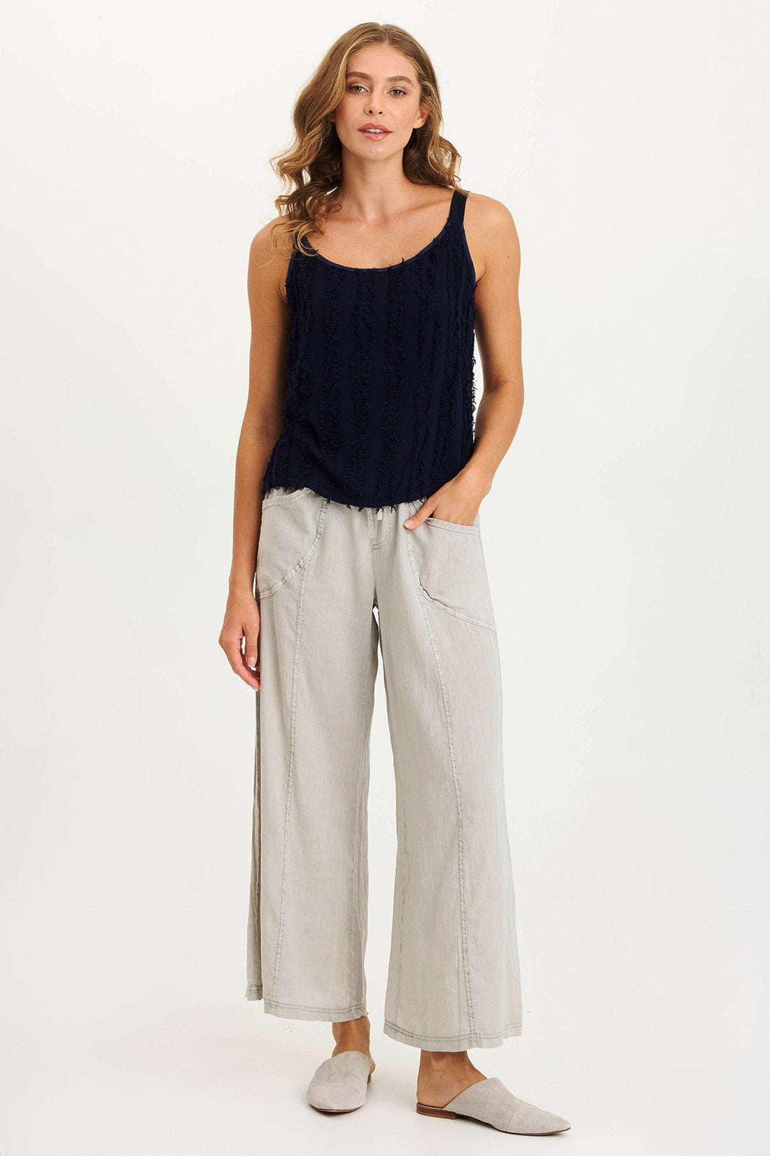 Haddon Stripe Voile/Jersey A-Line Tank