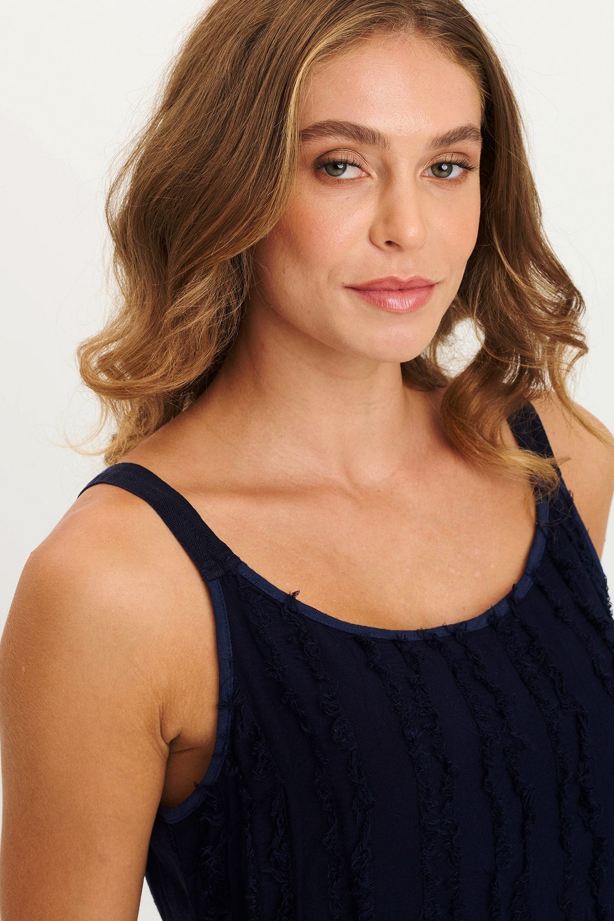 Haddon Stripe Voile/Jersey A-Line Tank