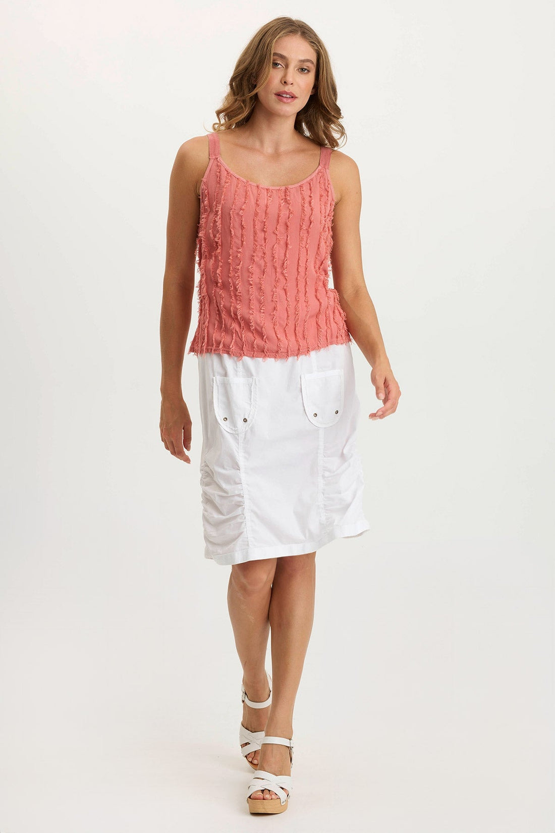 Haddon Stripe Voile/Jersey A-Line Tank