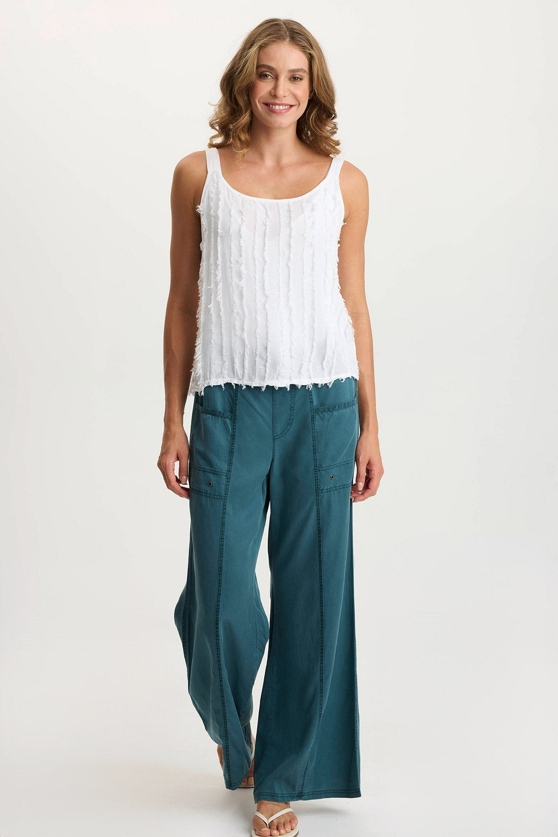 Haddon Stripe Voile/Jersey A-Line Tank