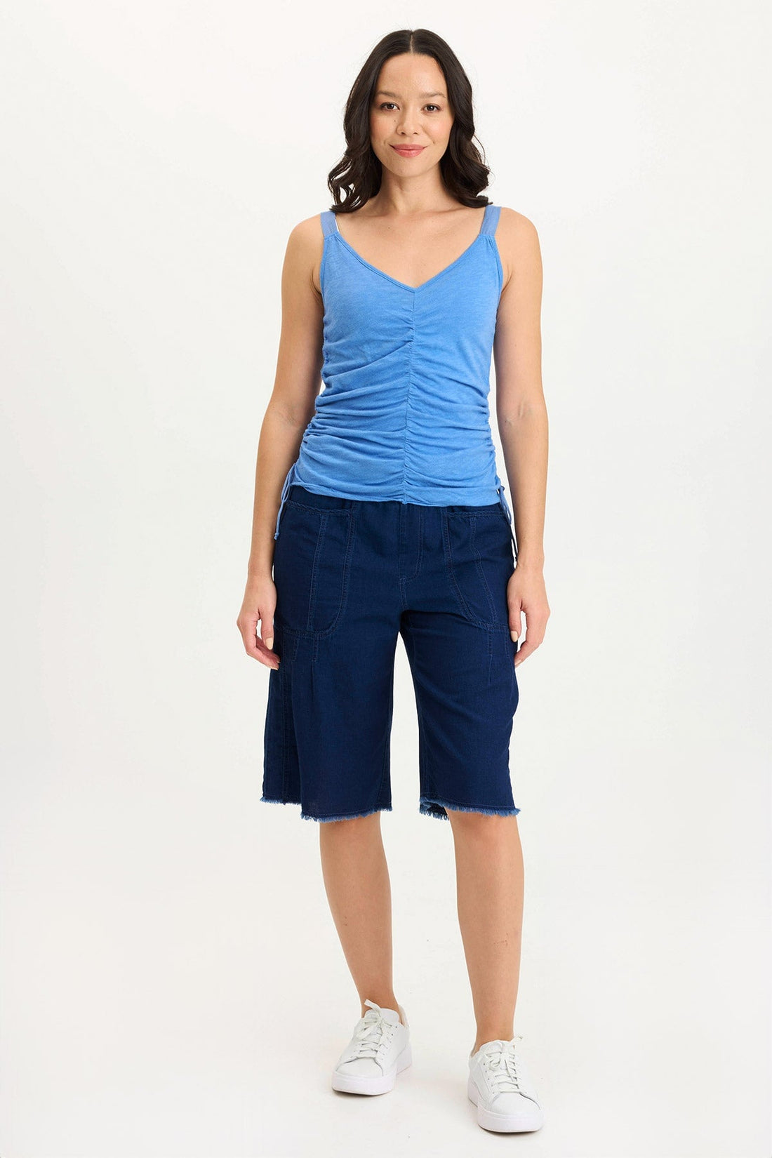 Themia Indigo Twill Pull-On Bermuda Short
