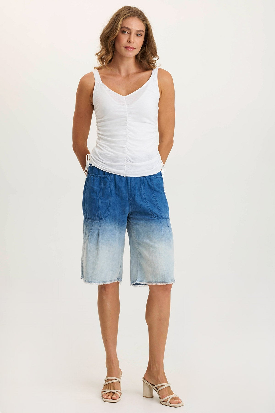Blaise Jersey Allover Ruched Adjustable Tank