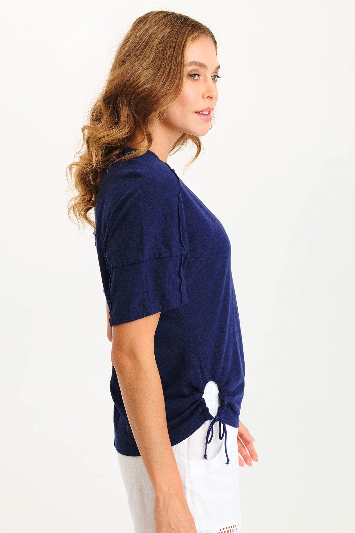 Siwa Jersey Split-Collar V-Neck Tee