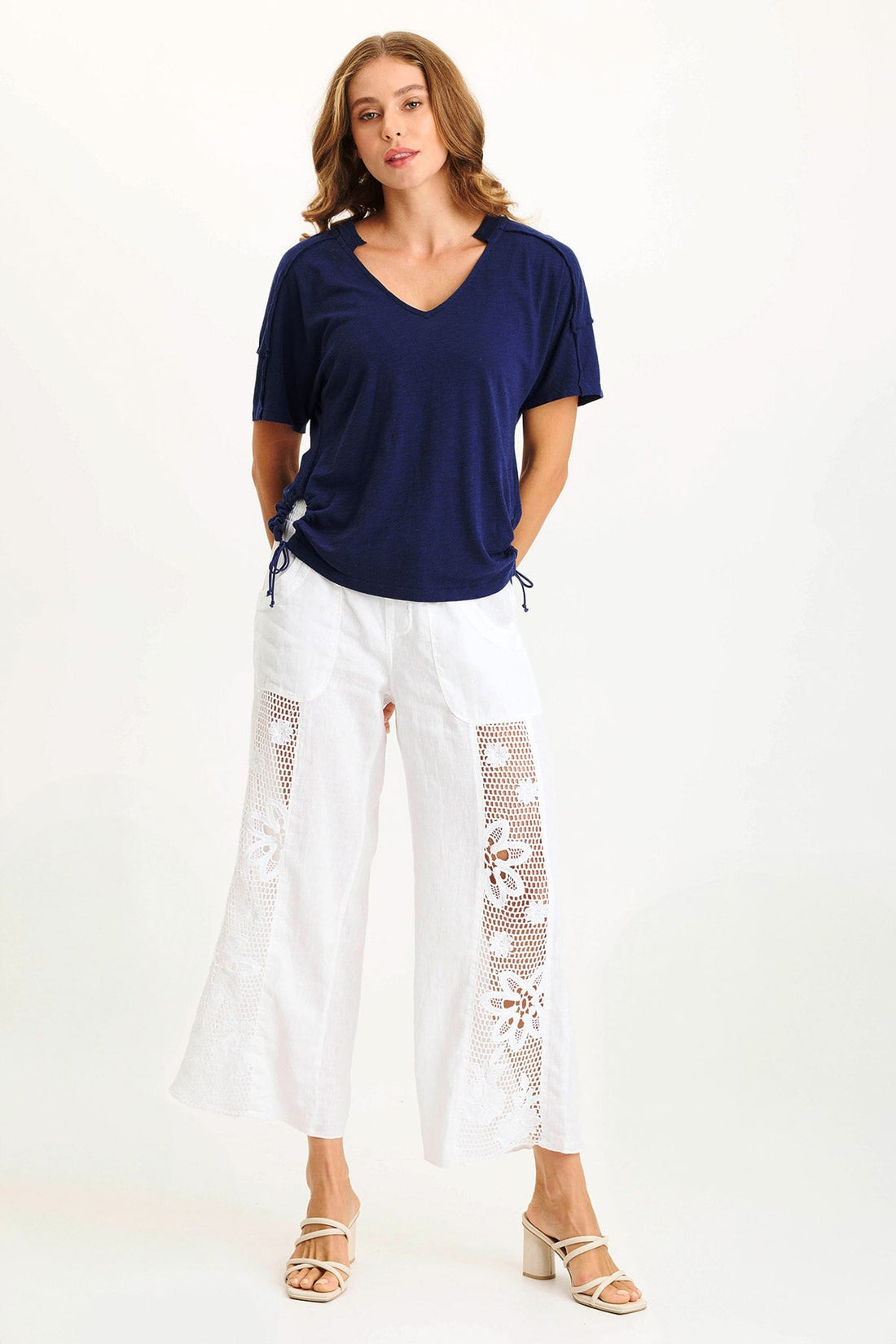 Siwa Jersey Split-Collar V-Neck Tee