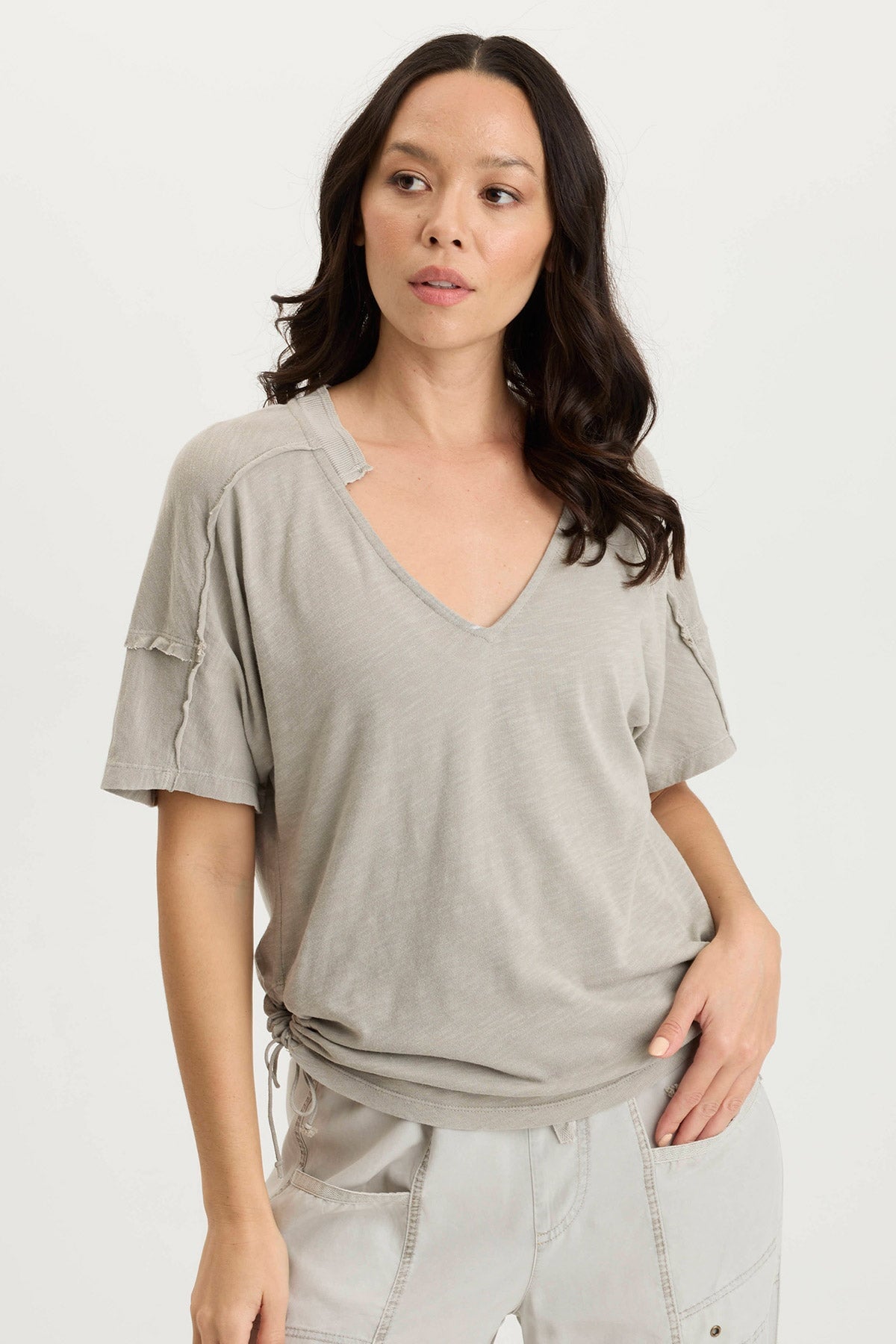 Siwa Jersey Split-Collar V-Neck Tee