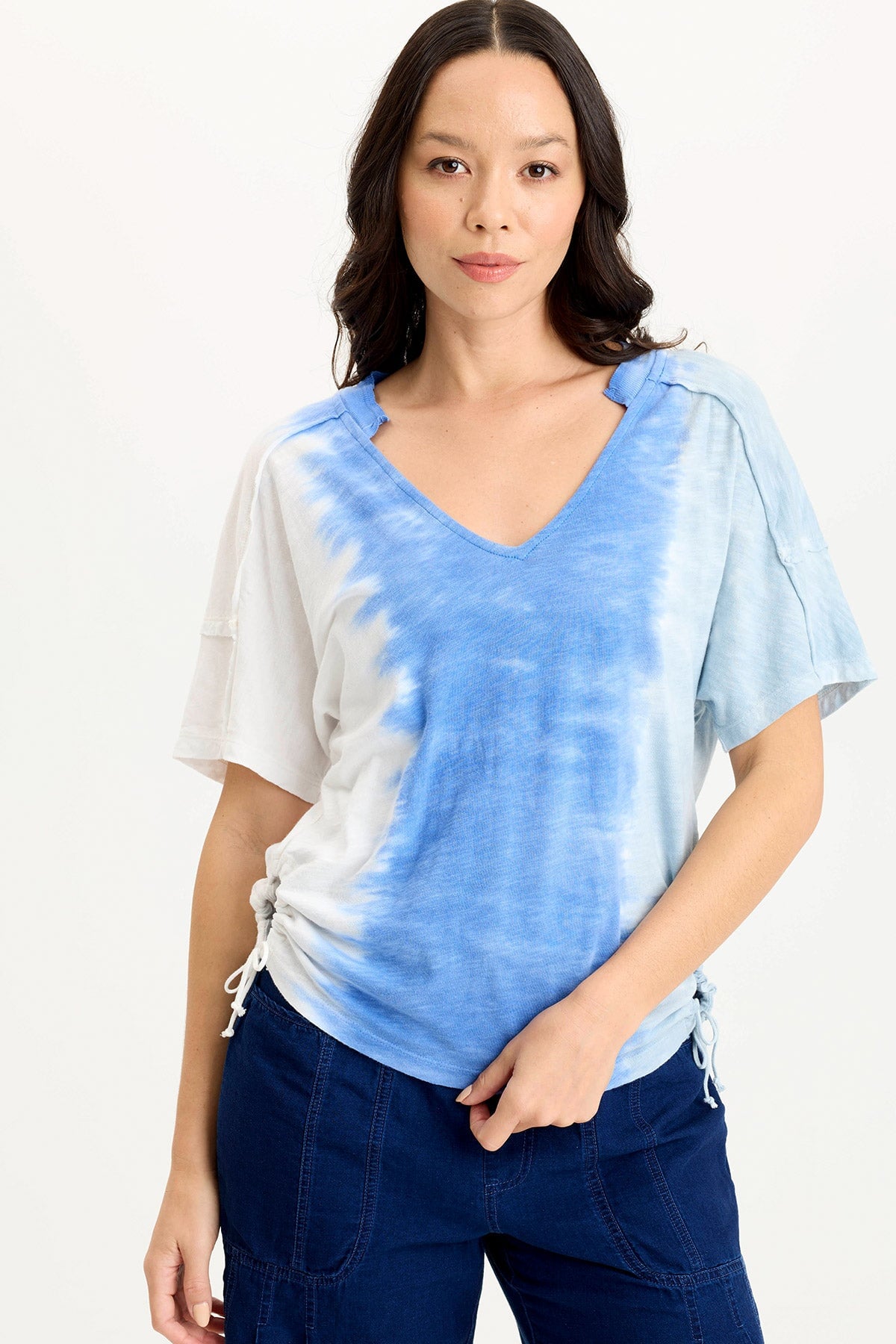 Siwa Jersey Split-Collar V-Neck Tee