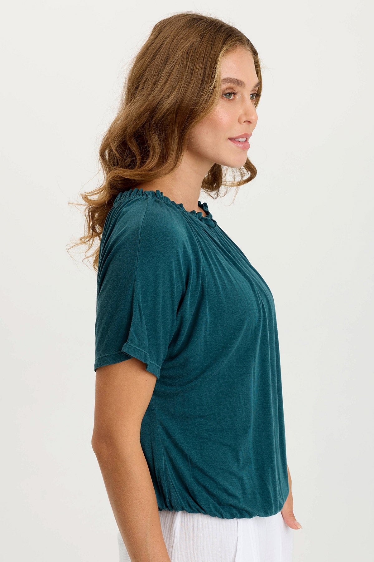 Deitra Jersey Shirred Tee