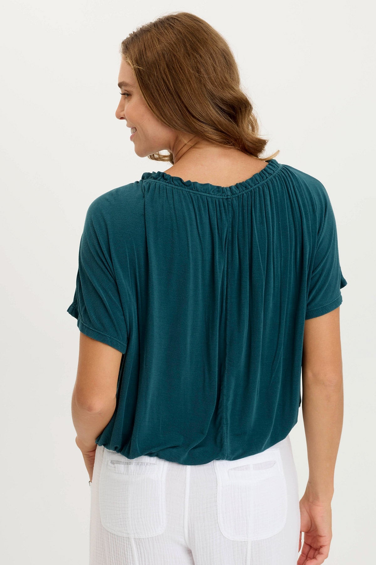 Deitra Jersey Shirred Tee