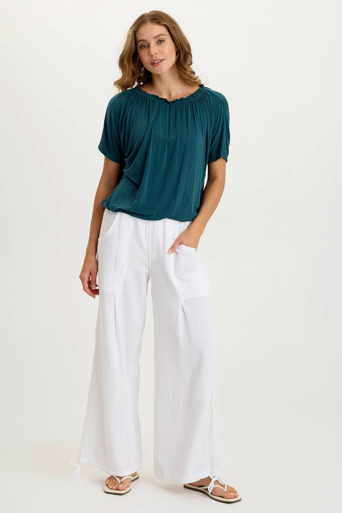 Deitra Jersey Shirred Tee