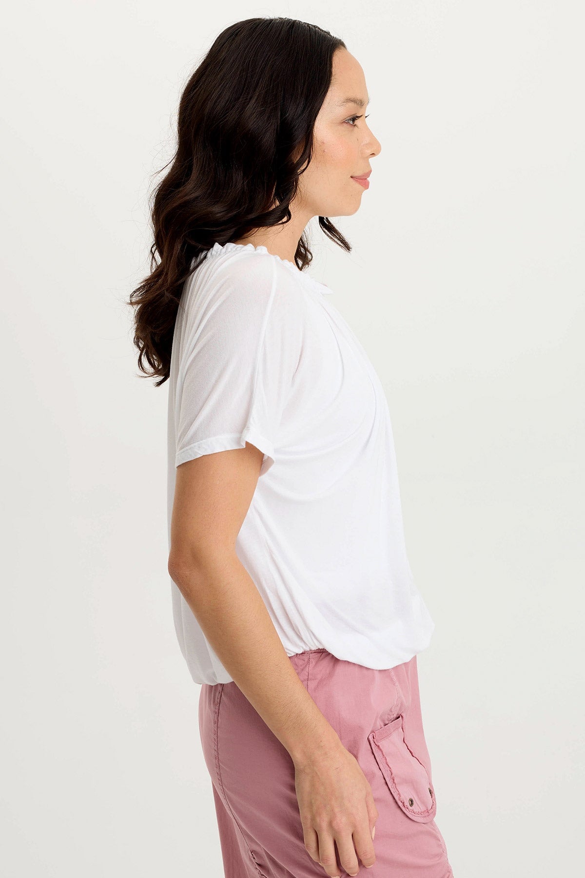 Deitra Jersey Shirred Tee