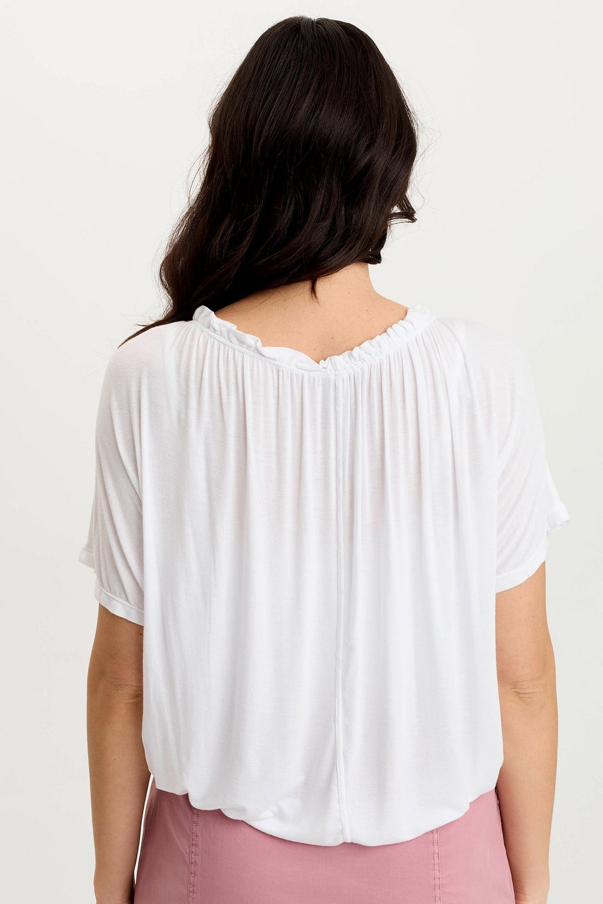 Deitra Jersey Shirred Tee