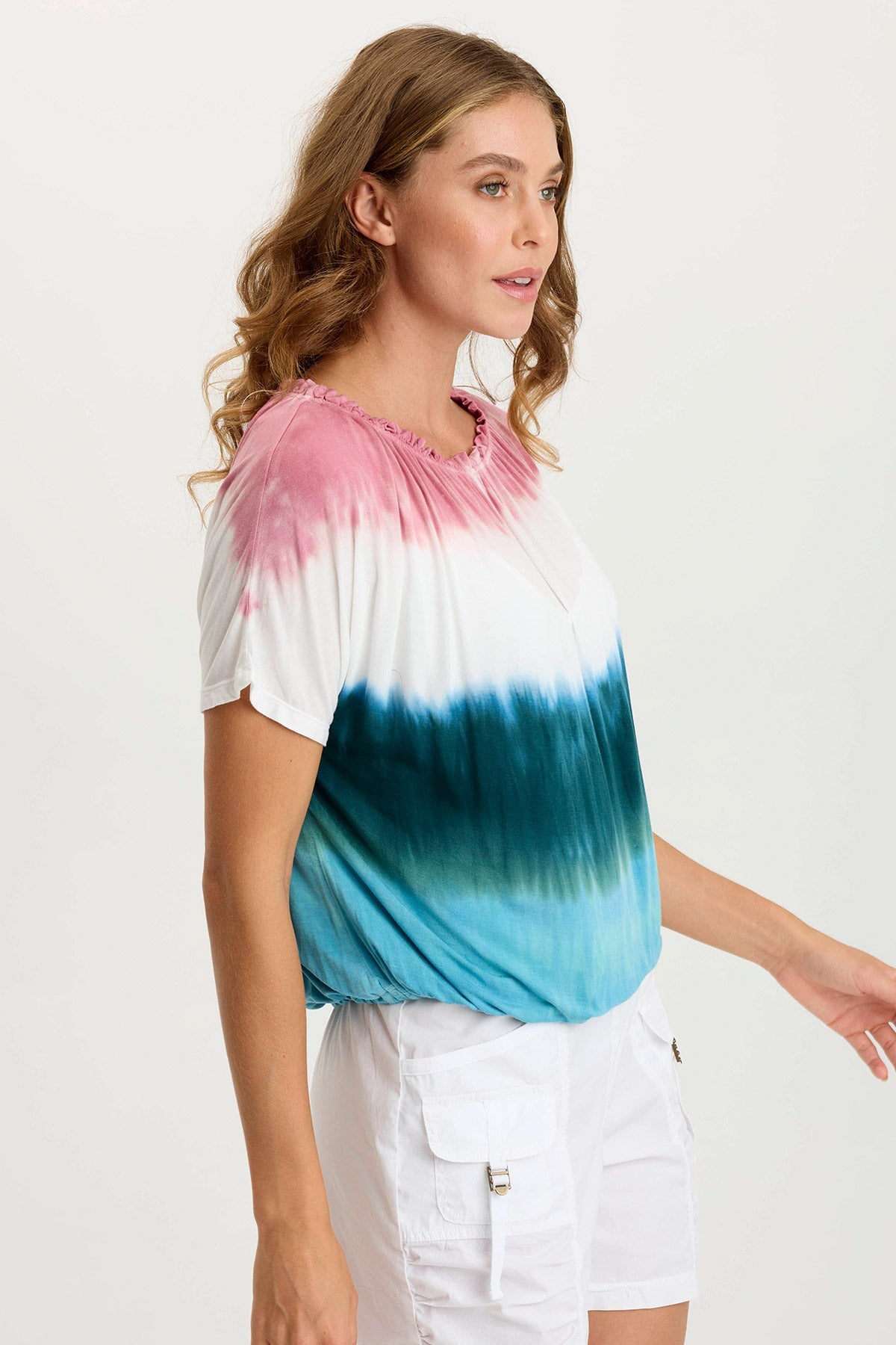 Deitra Jersey Shirred Tee