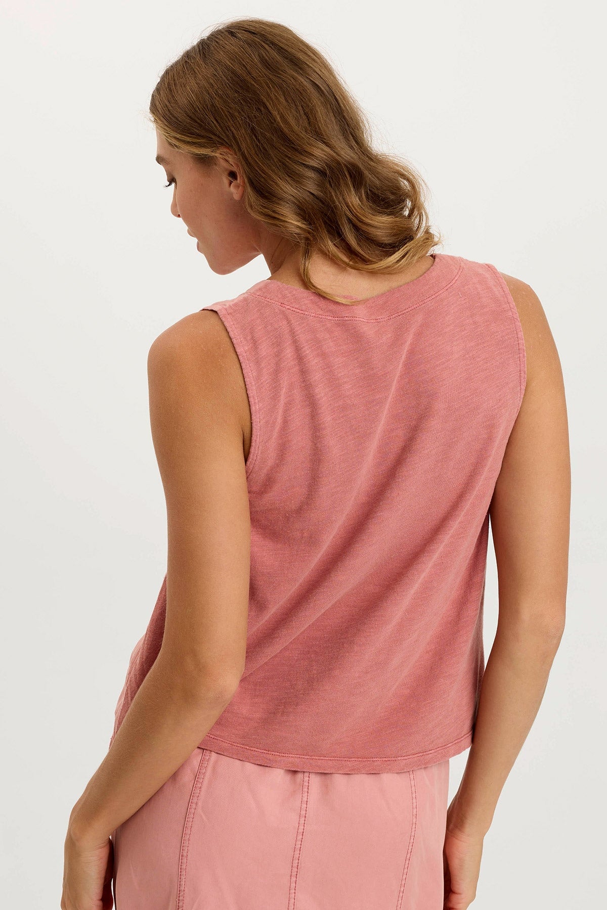 Massimo Twill/Jersey Wide-Neck Tank