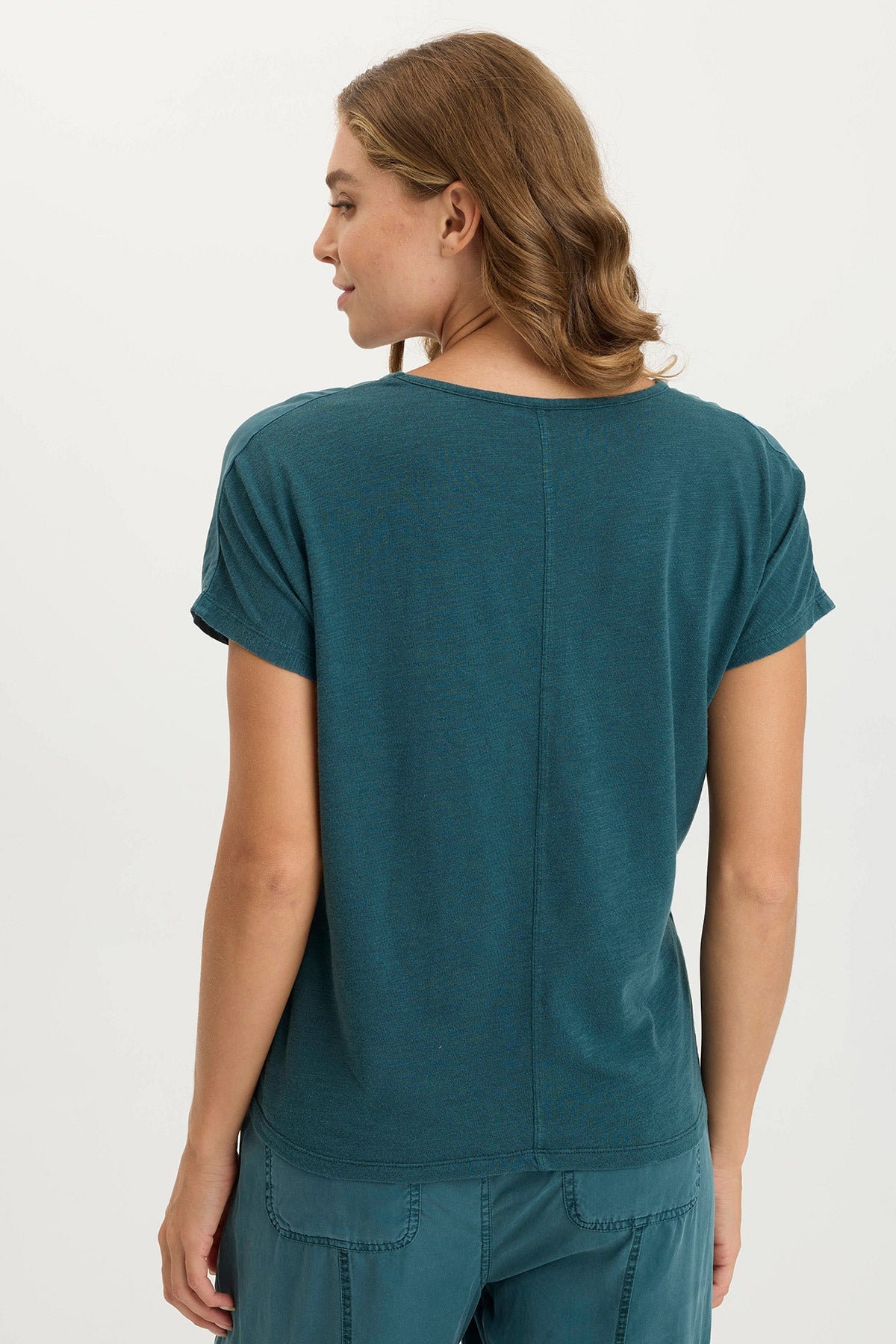 Ulysses Twill/Jersey Oversized V-Neck Top