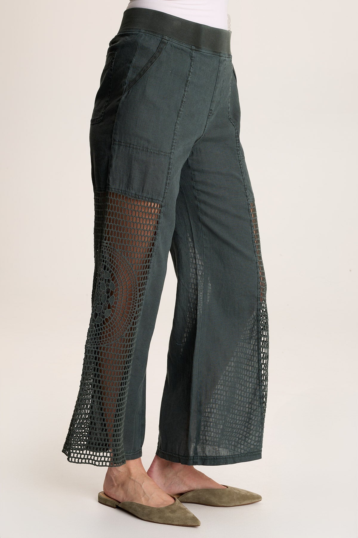 Tangent Linen/Crochet Wide Leg Pant