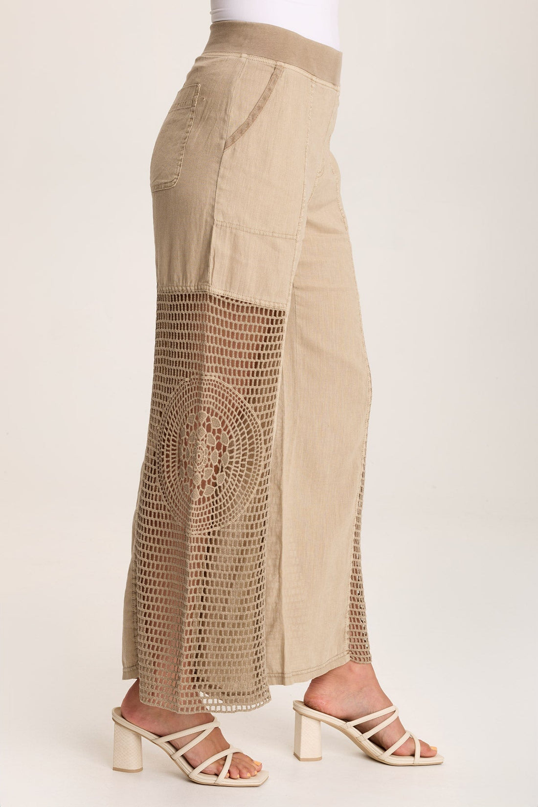Tangent Linen/Crochet Wide Leg Pant
