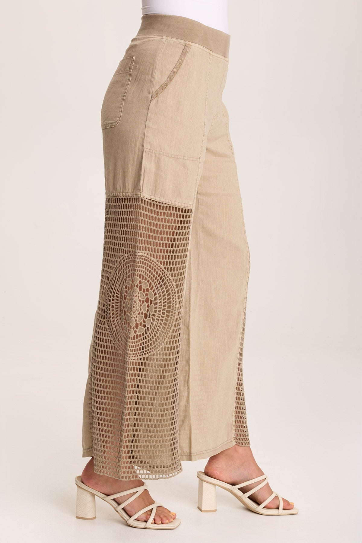 Tangent Linen/Crochet Wide Leg Pant
