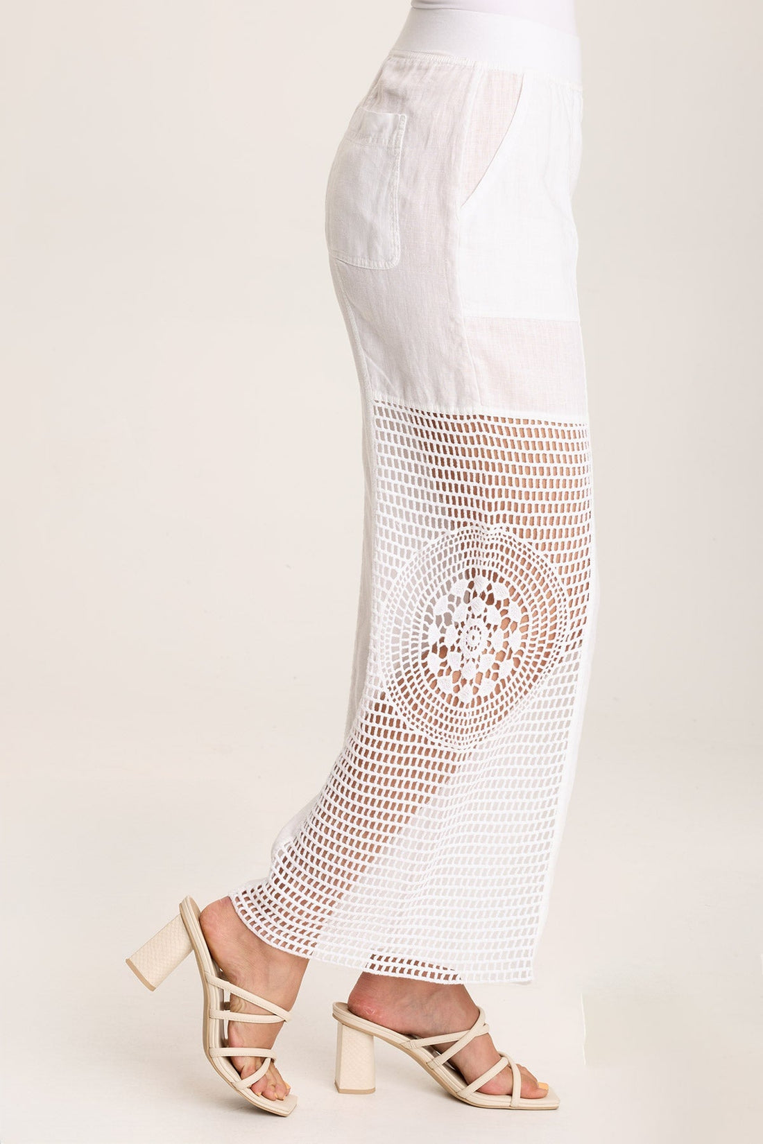 Tangent Linen/Crochet Wide Leg Pant