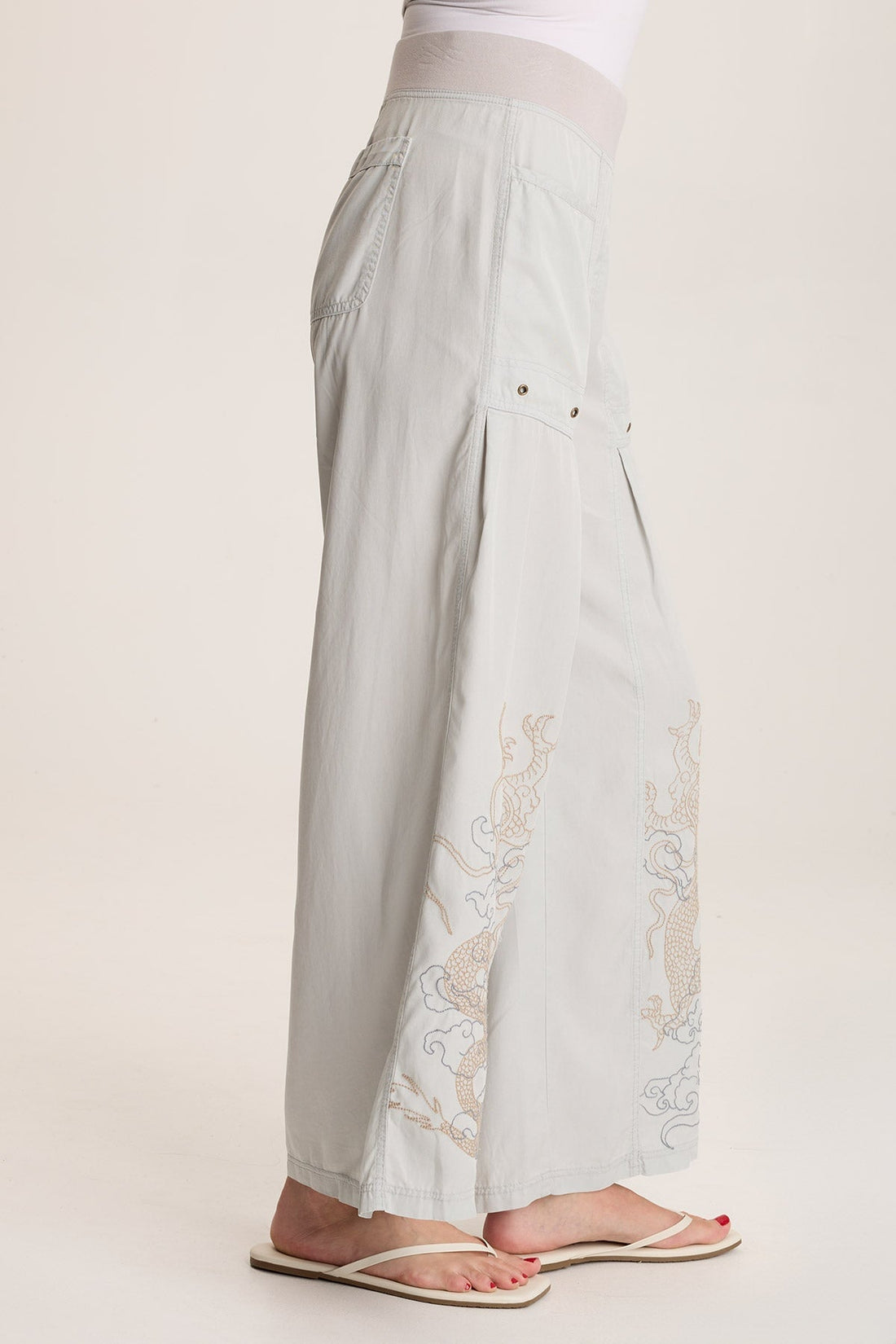 Phedora Twill Embroidered Wide Leg Pant