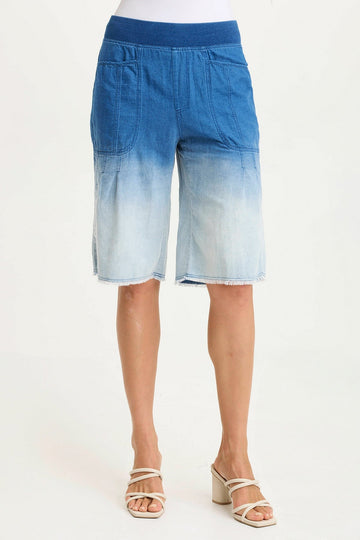 Themia Indigo Twill Pull-On Bermuda Short