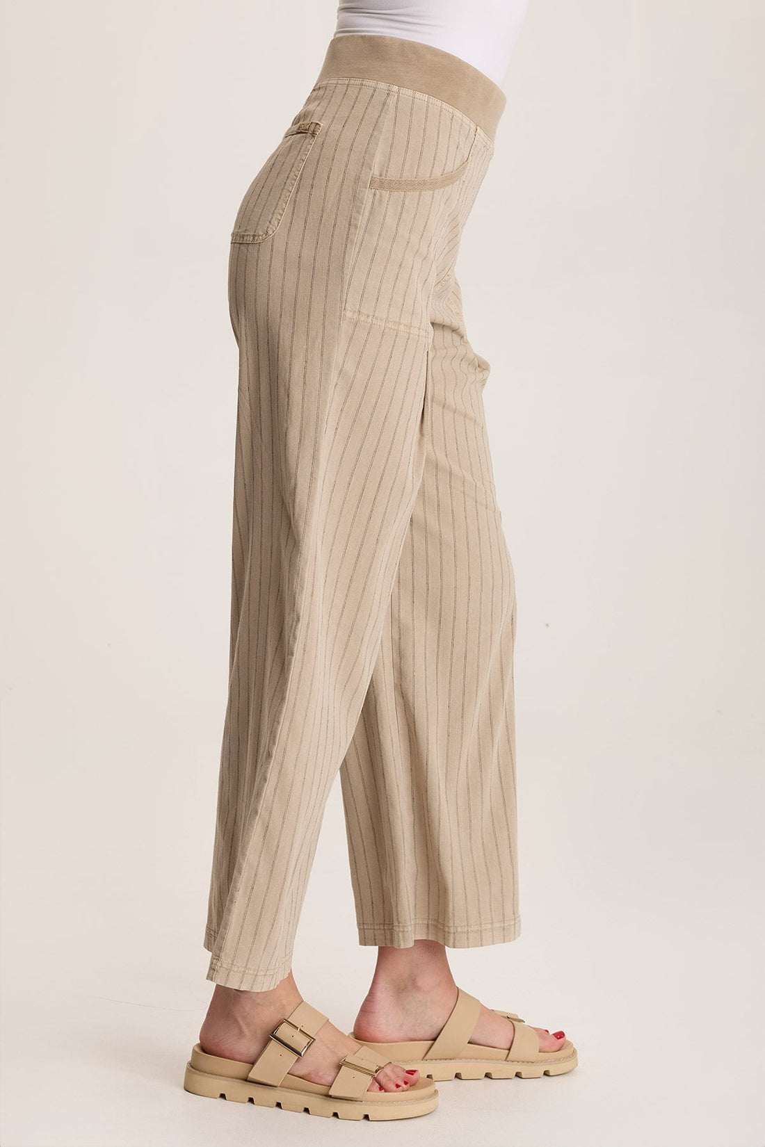 Laughlin Striped Linen Wide Leg Pant