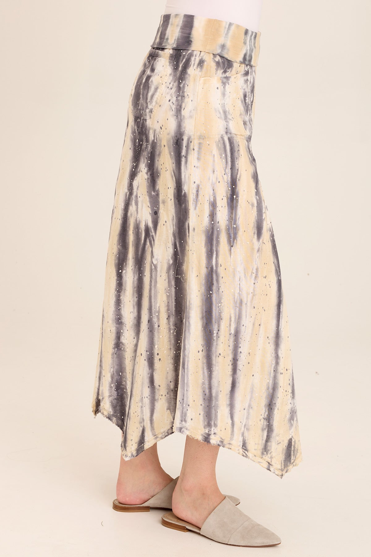 Triste Linen Bohemian Sharkbite Maxi Skirt