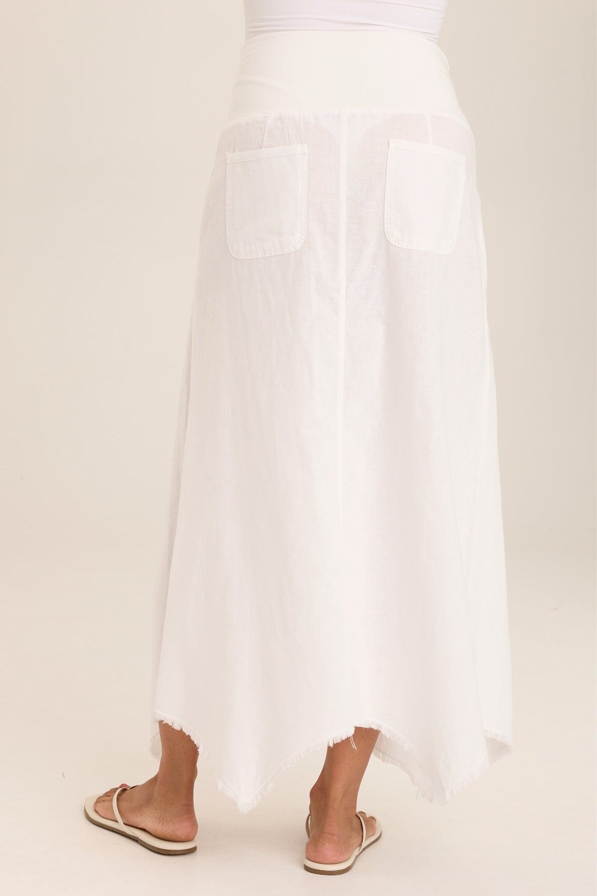 Triste Linen Bohemian Sharkbite Maxi Skirt
