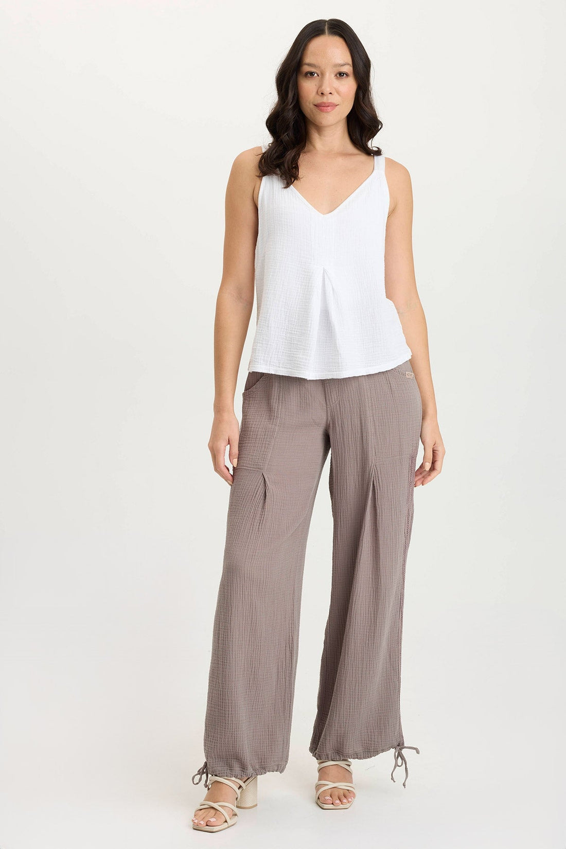 Lenka Gauze Cinched Wide-Leg Pant