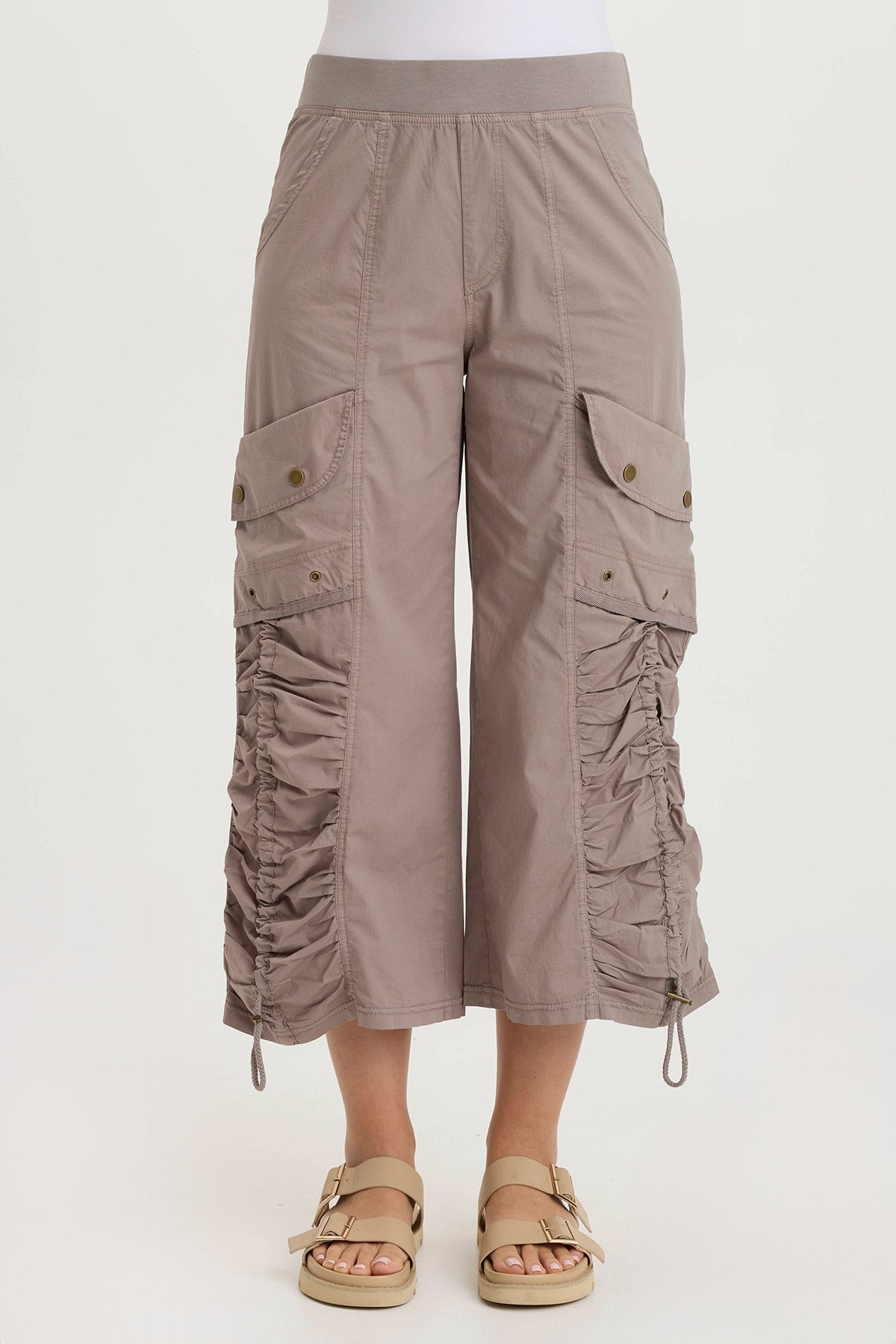 Muldoon Poplin Ruched Wide-Leg Crop Pant