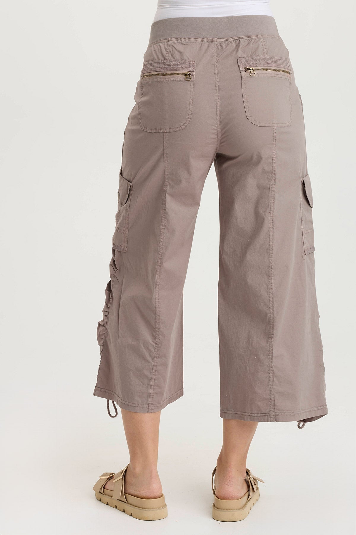 Muldoon Poplin Ruched Wide-Leg Crop Pant