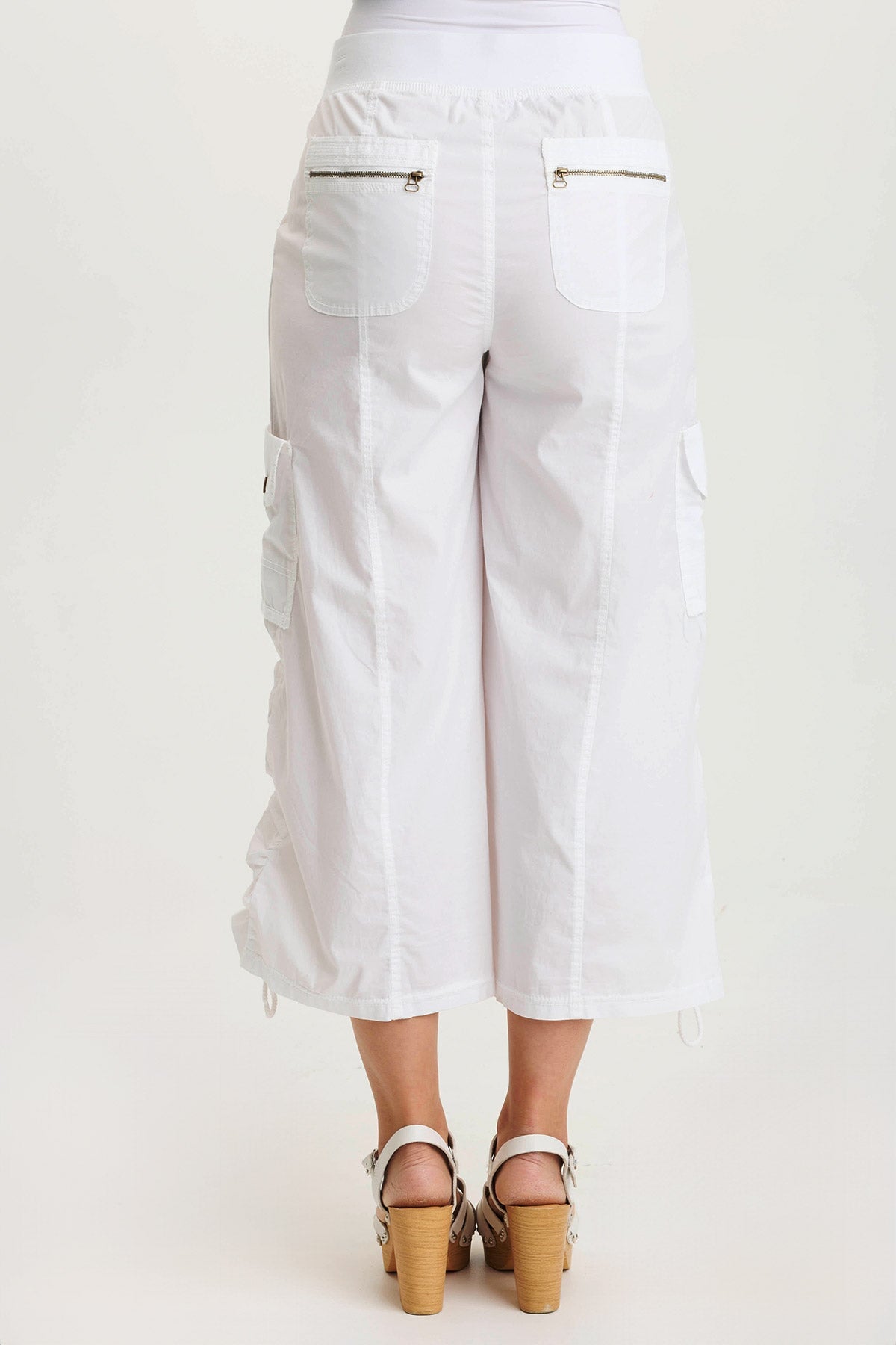 Muldoon Poplin Ruched Wide-Leg Crop Pant
