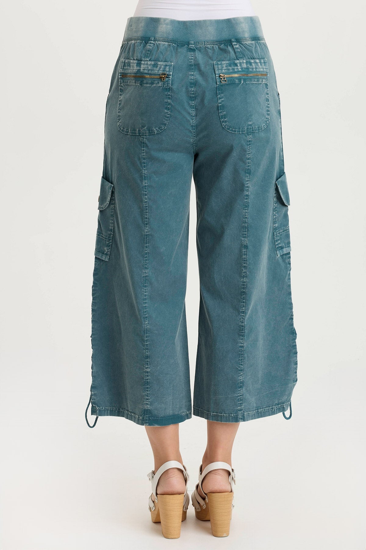 Muldoon Poplin Ruched Wide-Leg Crop Pant