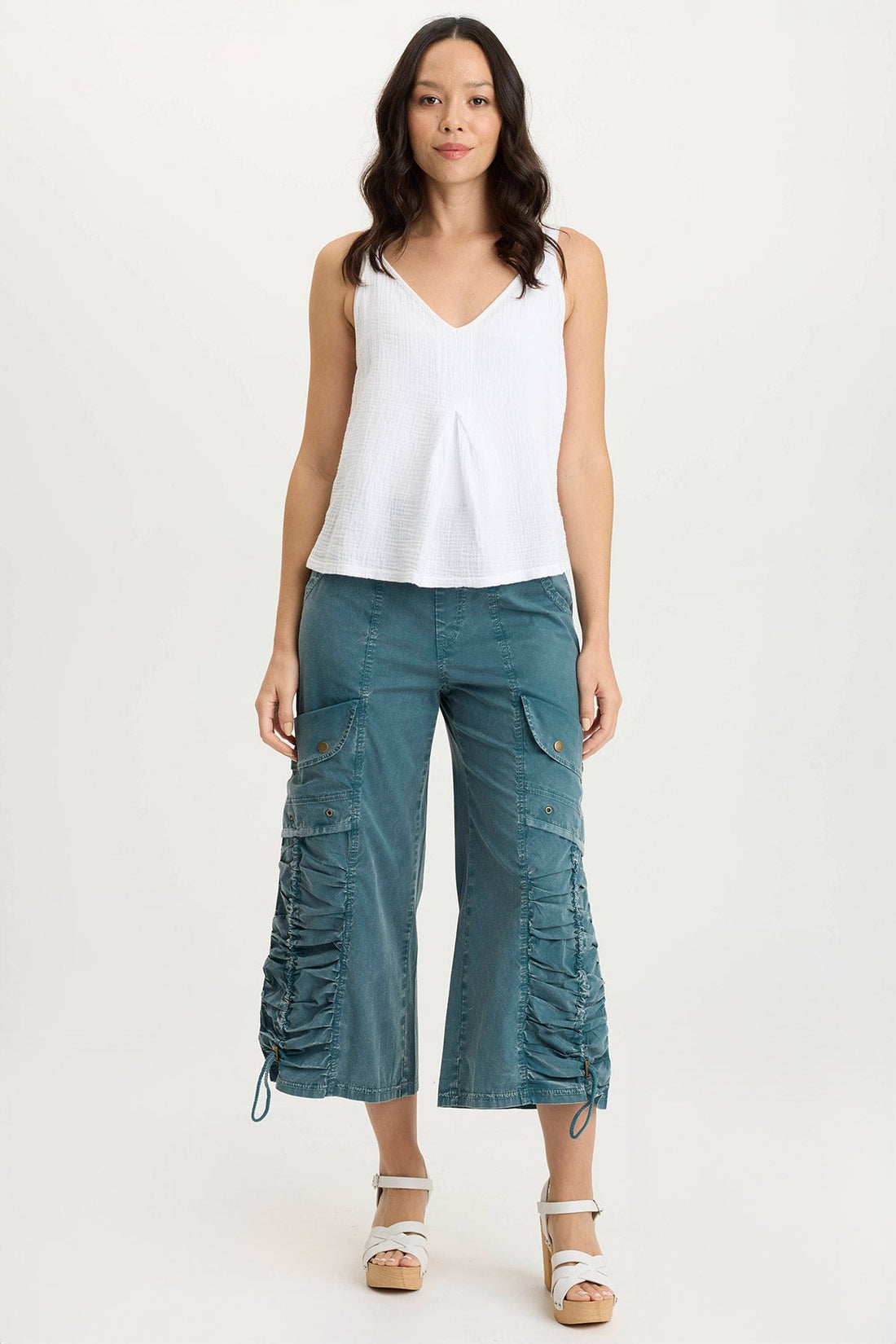 Hedley Gauze/Jersey Box Pleat Tank