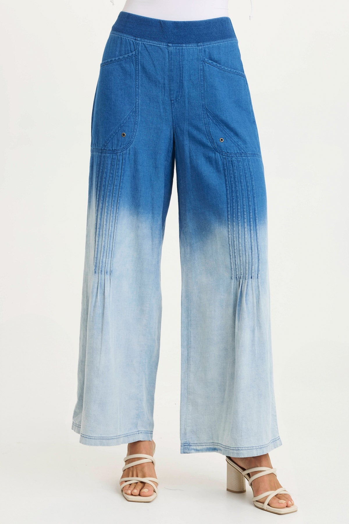 Ralston Indigo Twill Lightweight Pleated Wide Leg Pant
