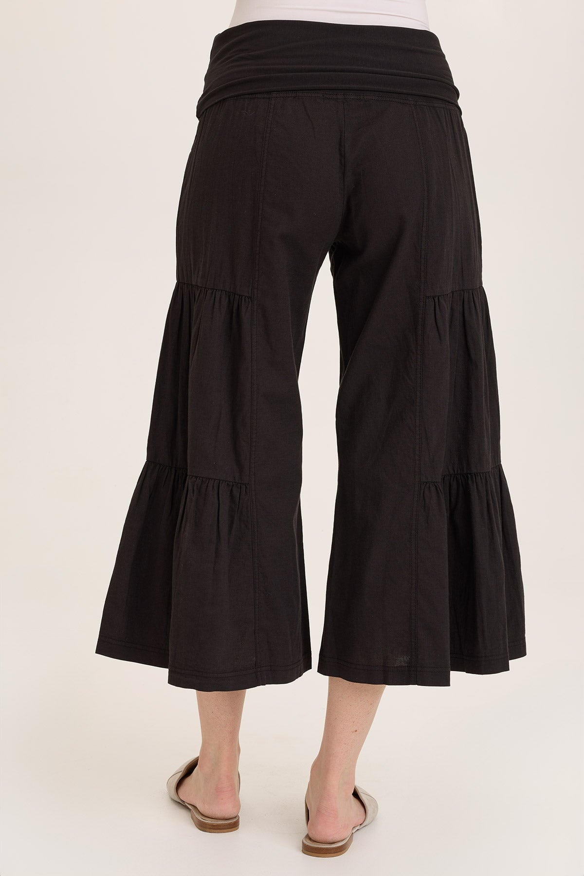 Linen Side-Tier Wide Leg Palazzo