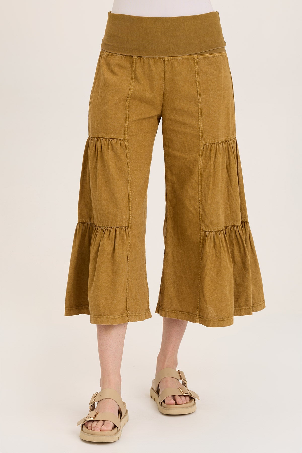 Linen Side-Tier Wide Leg Palazzo