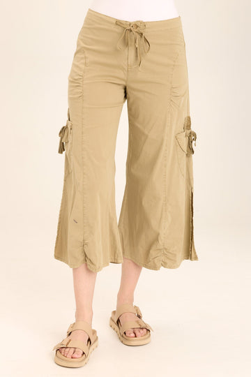 Split Wide-Leg Cargo Gaucho Crop