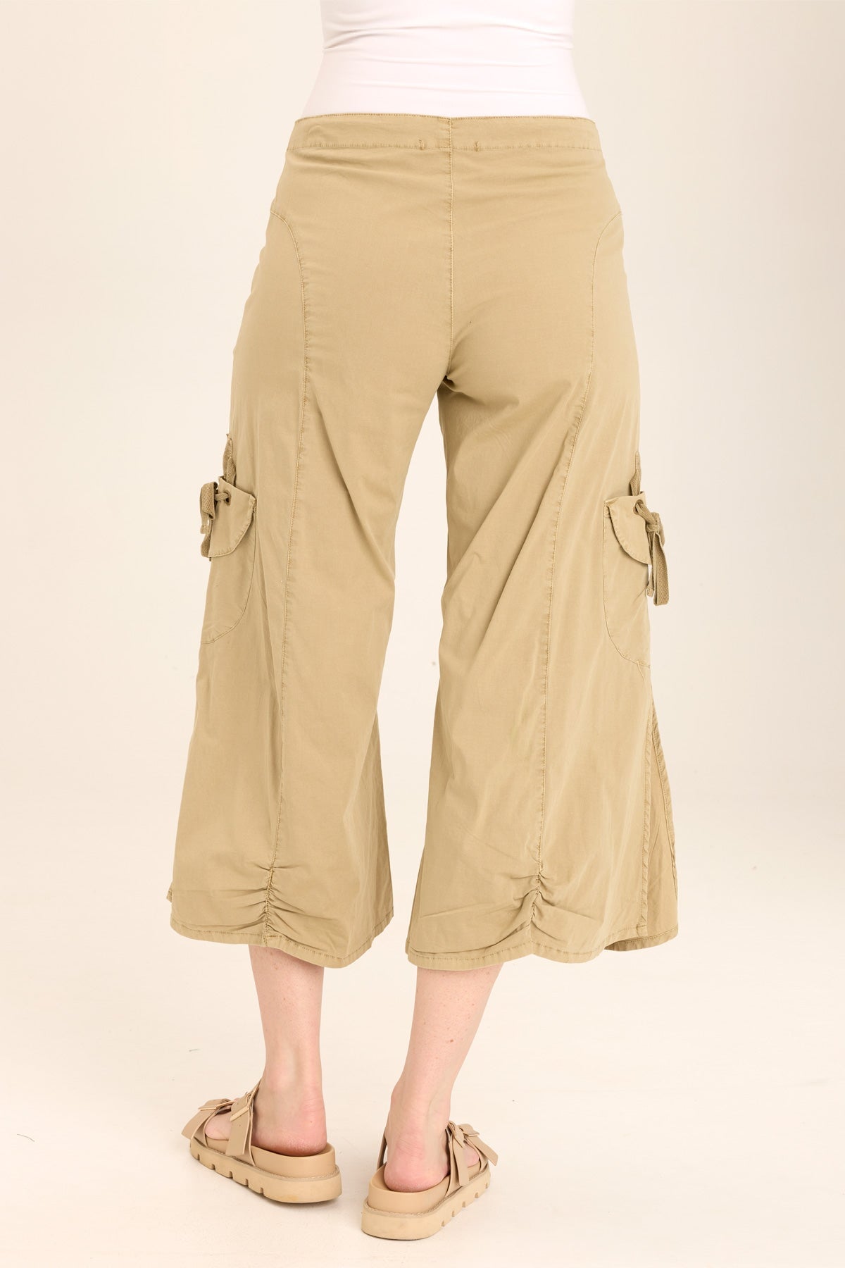 Split Wide-Leg Cargo Gaucho Crop