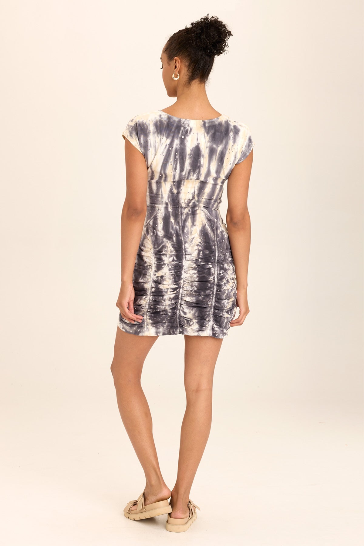 Aviana Ruched Cap-Sleeve Mini Dress