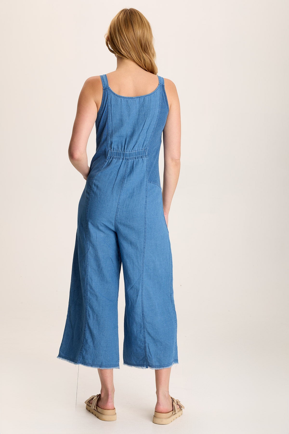 Jalila Mock-Denim Jumpsuit in Indigo Twill
