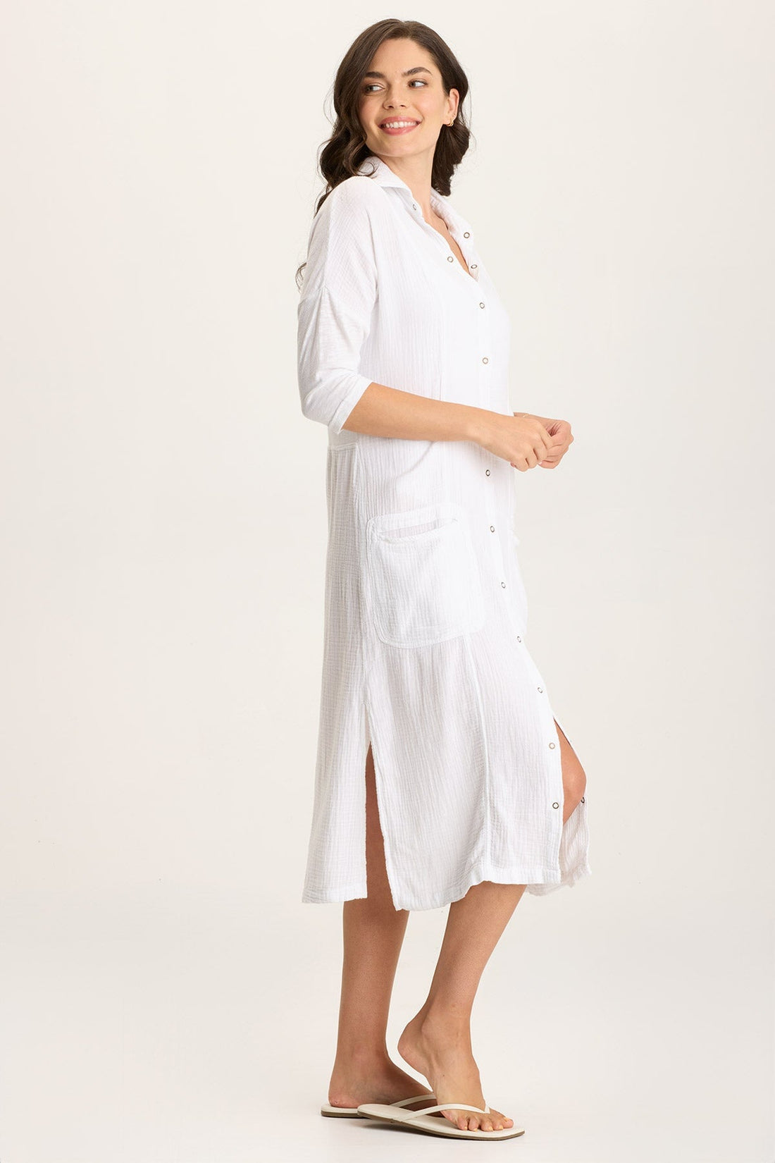 Hogue Gauze Duster Dress with Snap Front