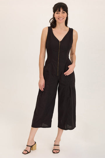 Linen Macgowan Wide Leg Zipper Jumpsuit