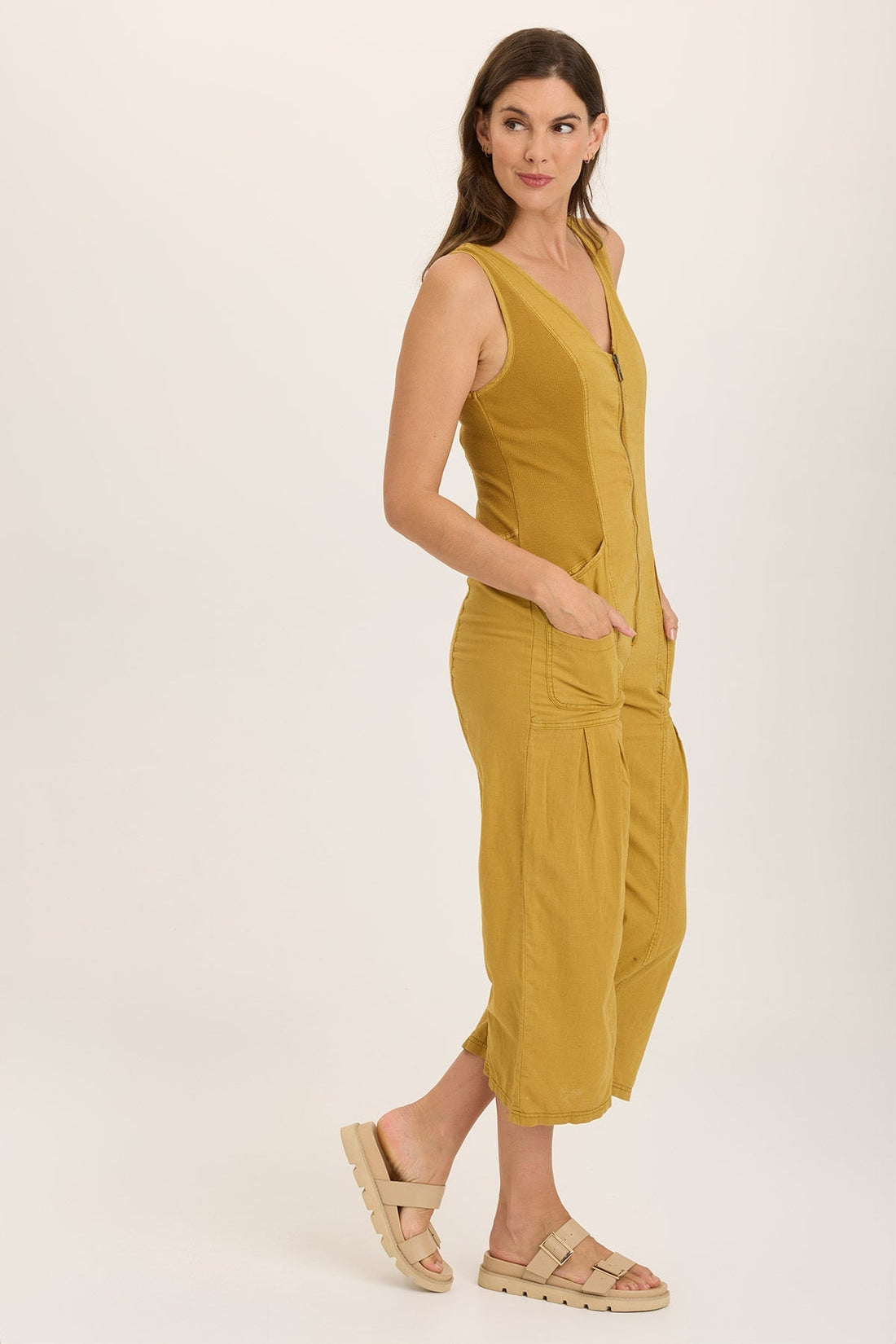 Linen Macgowan Wide Leg Zipper Jumpsuit
